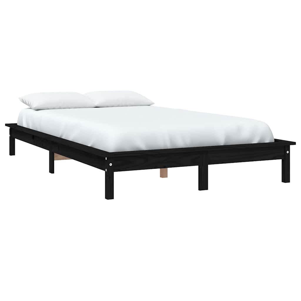 Cadre de lit sans matelas noir 120x200 cm bois massif - XIOS