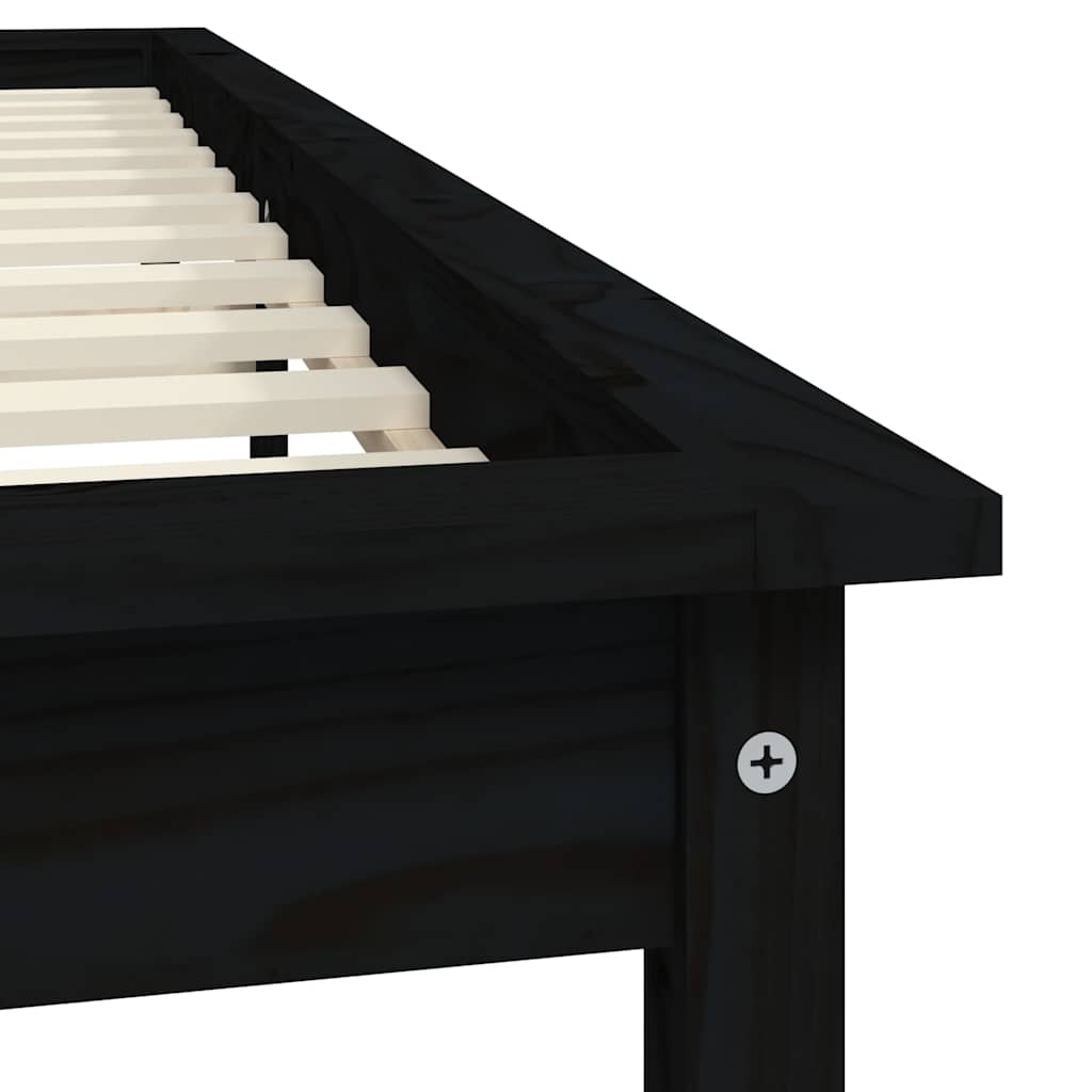 Cadre de lit sans matelas noir 120x200 cm bois massif - XIOS