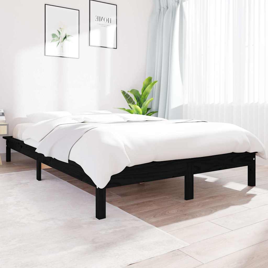 Cadre de lit sans matelas noir 120x200 cm bois massif - XIOS