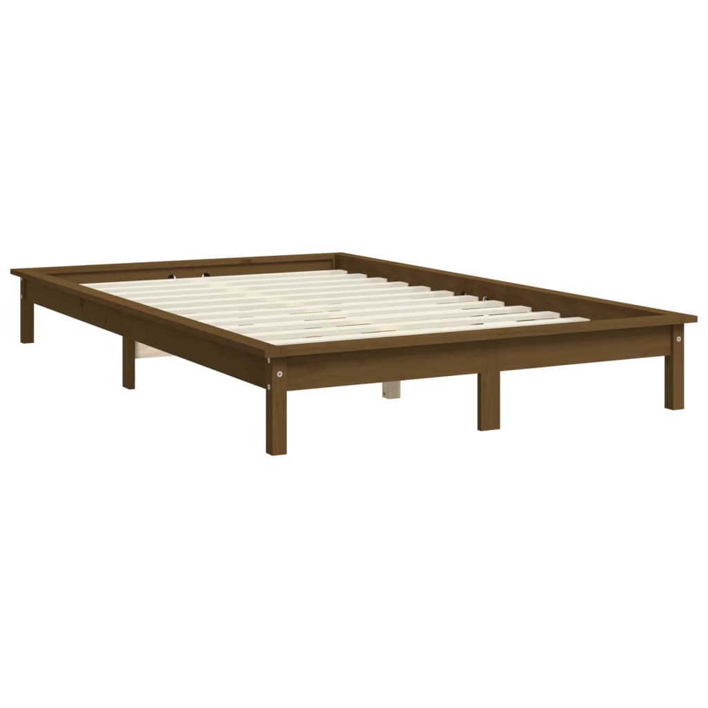 Cadre de lit sans matelas marron miel 140x200 cm bois massif - XIOS
