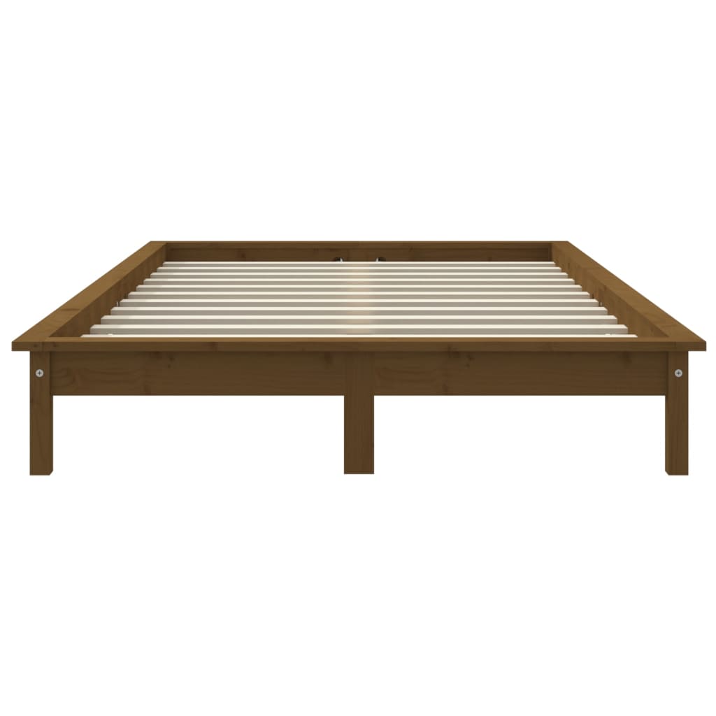 Cadre de lit sans matelas marron miel 140x200 cm bois massif - XIOS