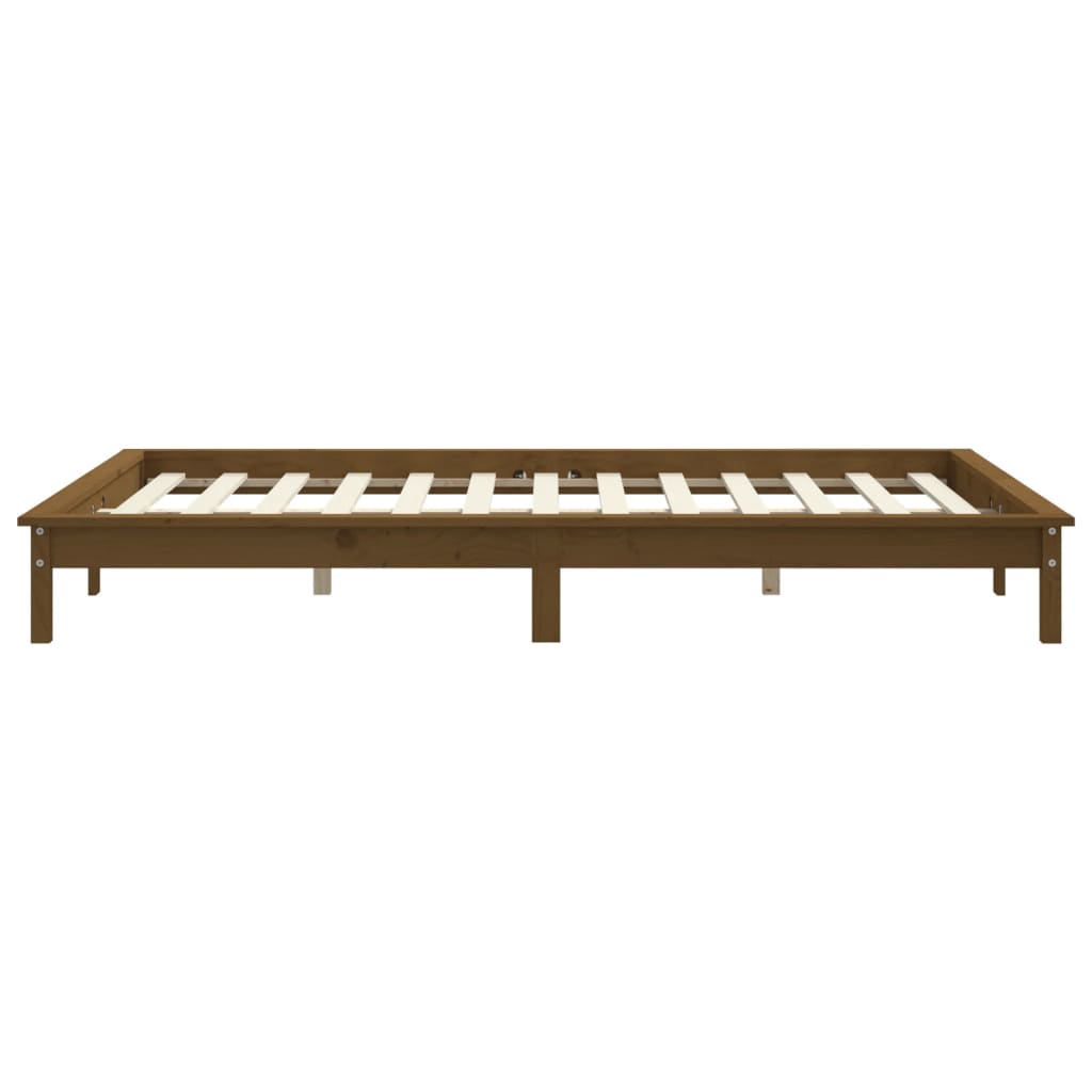 Cadre de lit sans matelas marron miel 140x200 cm bois massif - XIOS