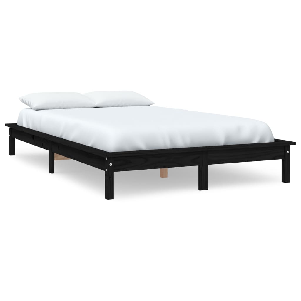 Cadre de lit sans matelas noir bois de pin massif - XIOS