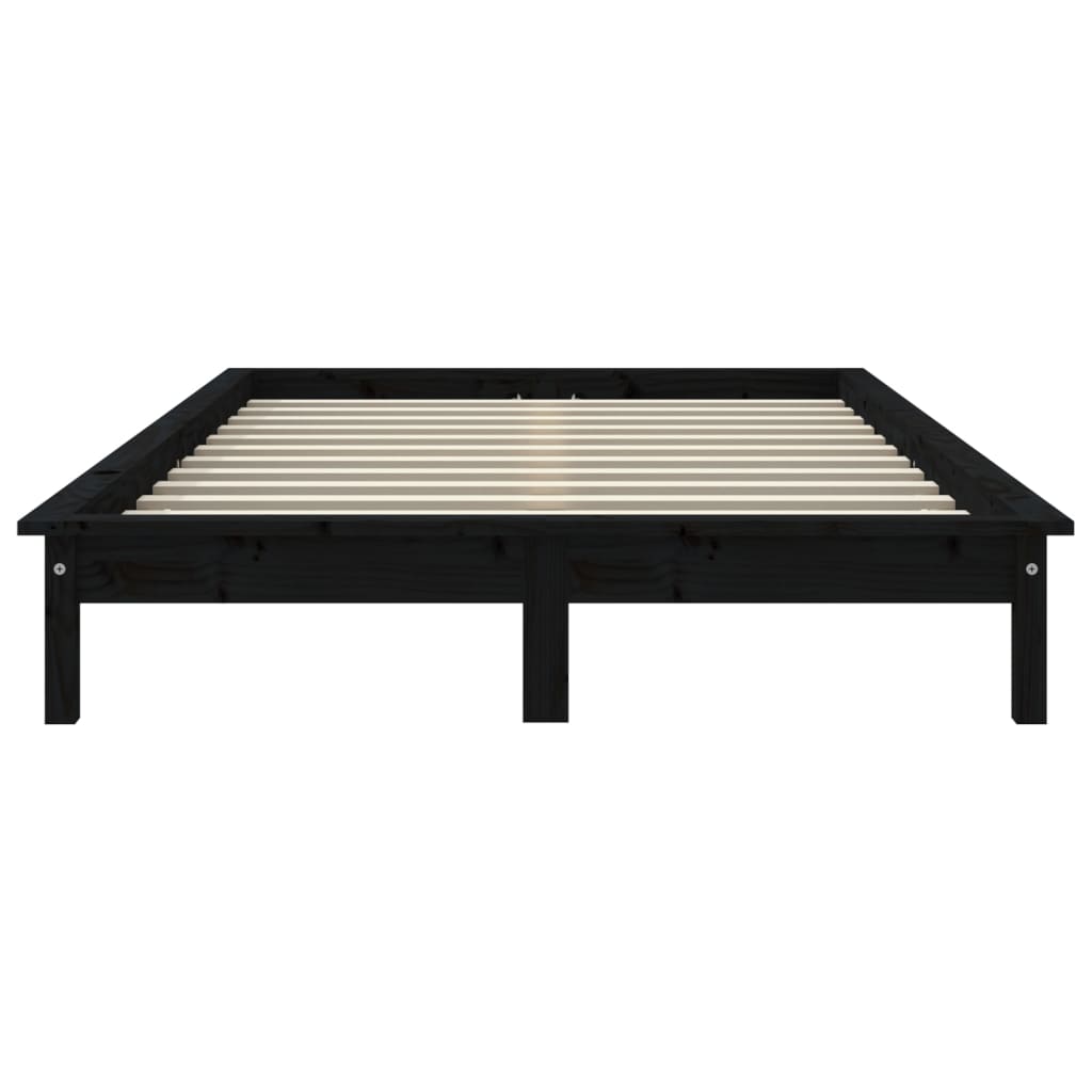 Cadre de lit sans matelas noir bois de pin massif - XIOS