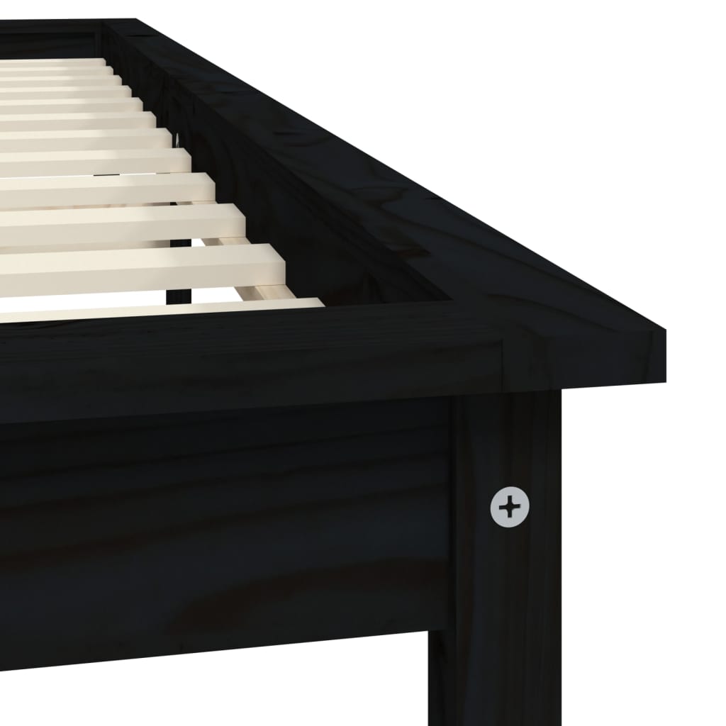 Cadre de lit sans matelas noir bois de pin massif - XIOS