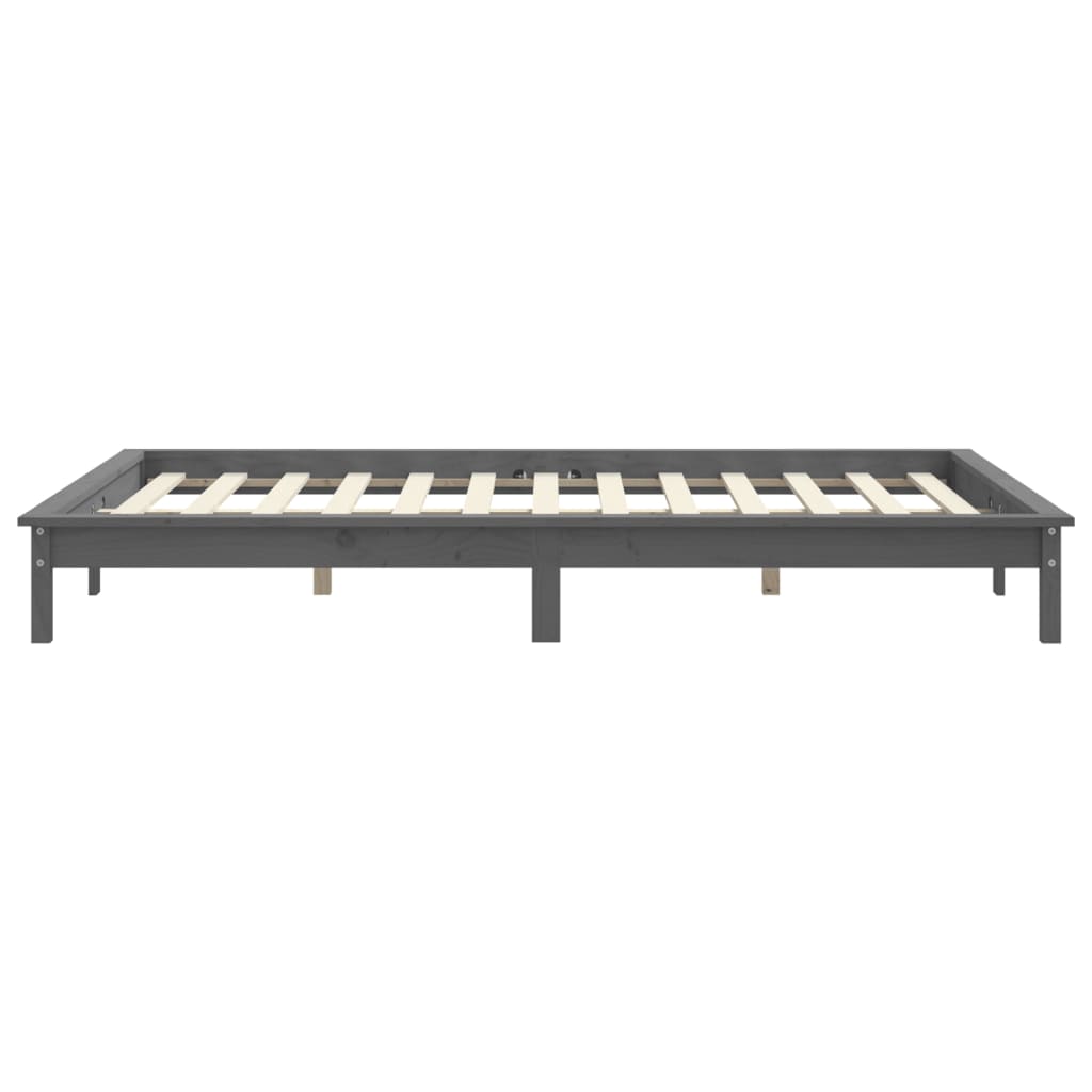 Cadre de lit sans matelas gris 160x200 cm bois massif - XIOS