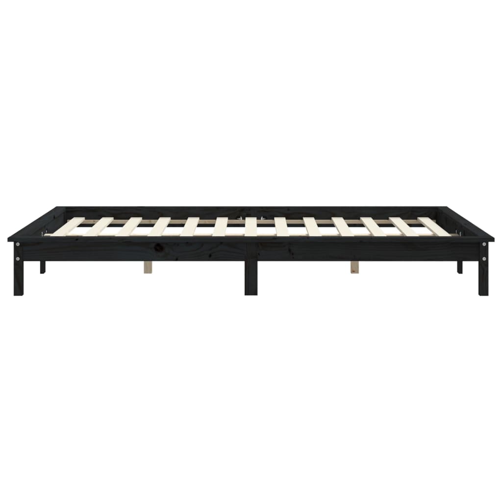 Cadre de lit sans matelas noir 160x200 cm bois massif - XIOS