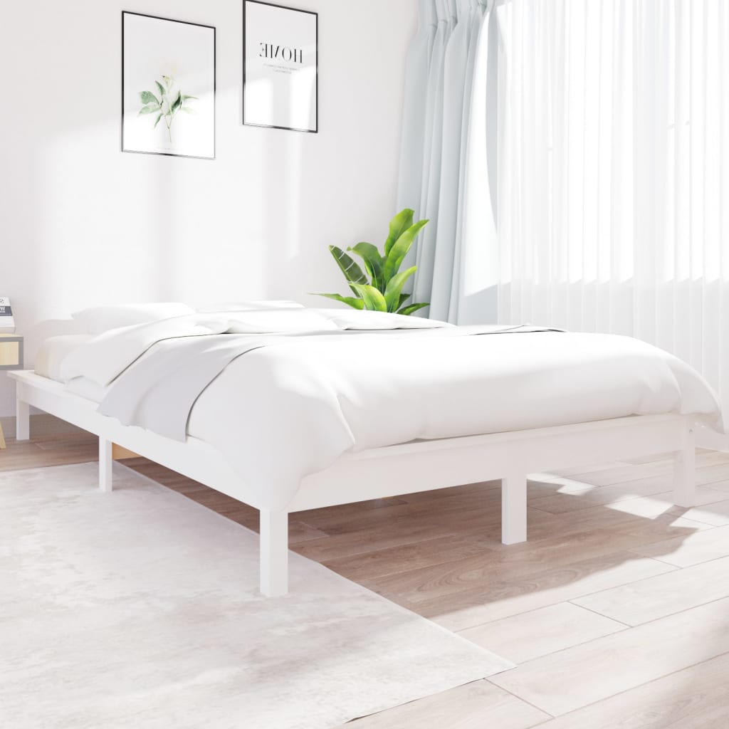 Cadre de lit sans matelas blanc bois massif - XIOS