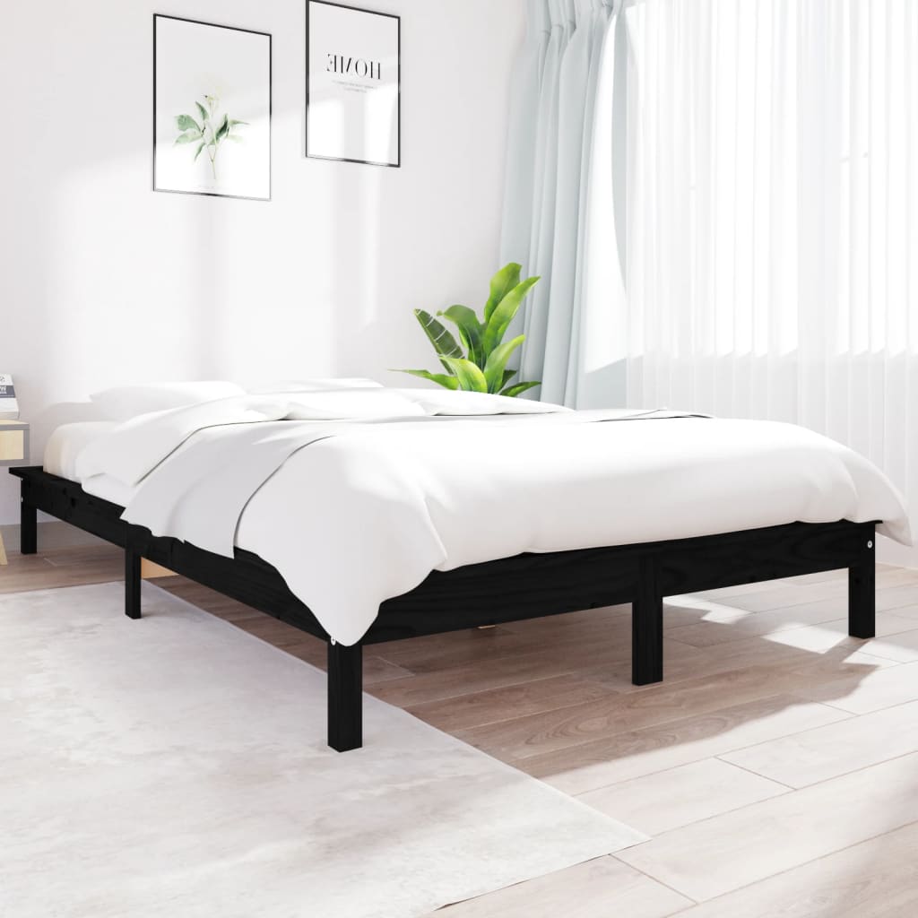 Cadre de lit sans matelas noir bois massif - XIOS