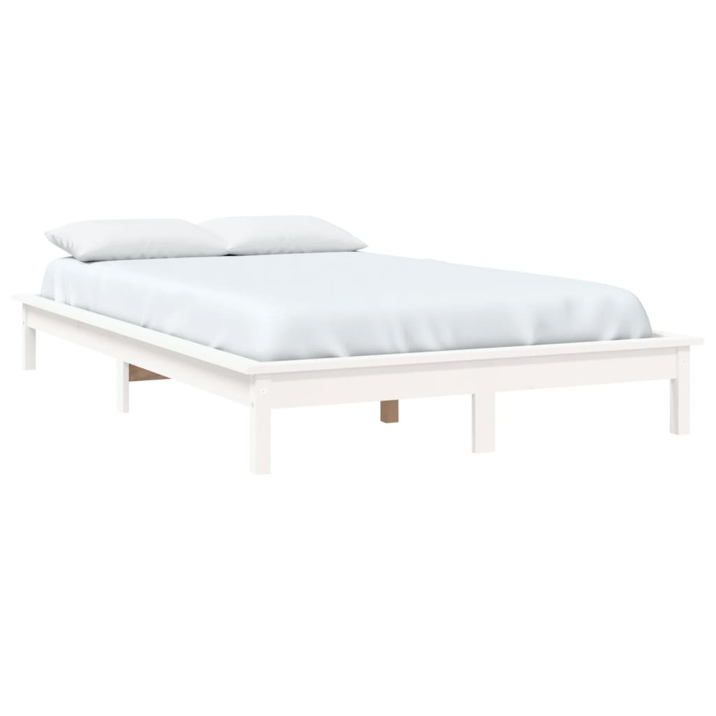 Cadre de lit sans matelas blanc 200x200 cm bois massif - XIOS