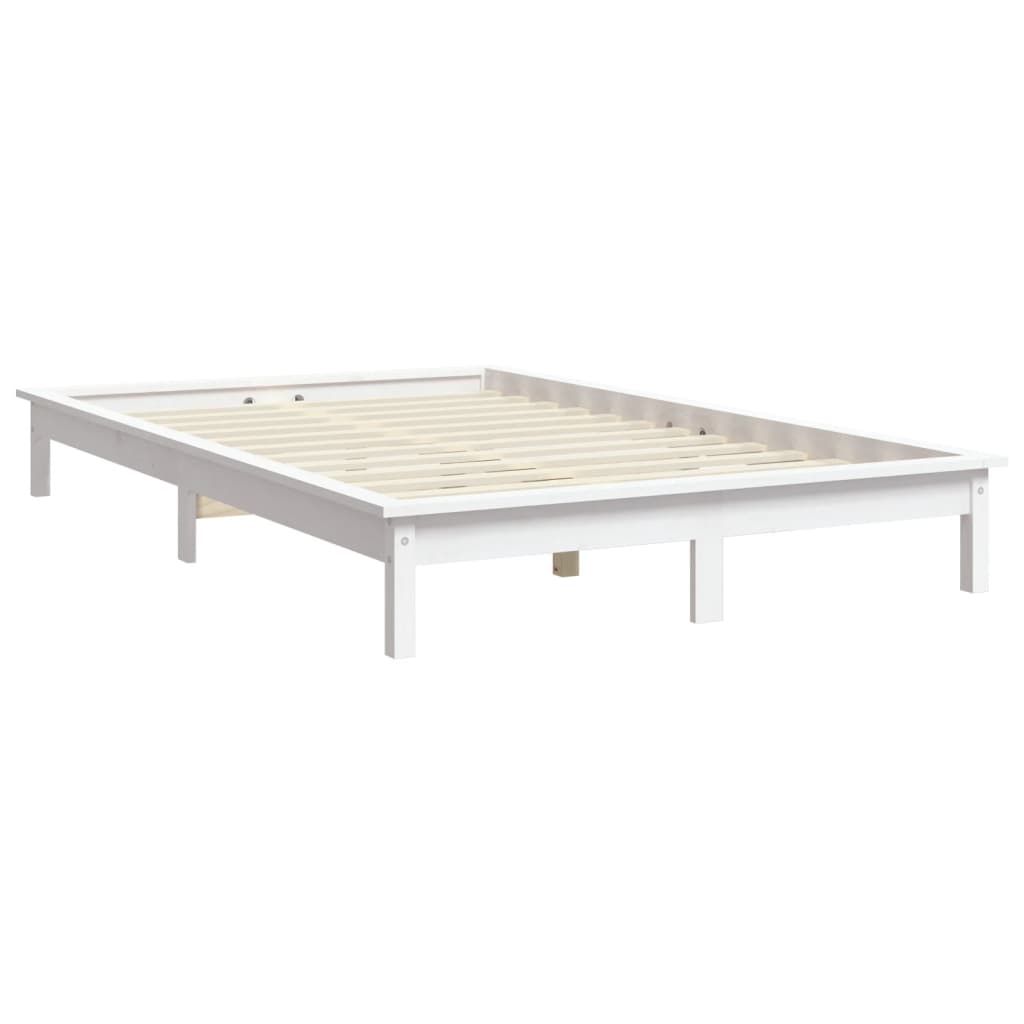 Cadre de lit sans matelas blanc 200x200 cm bois massif - XIOS