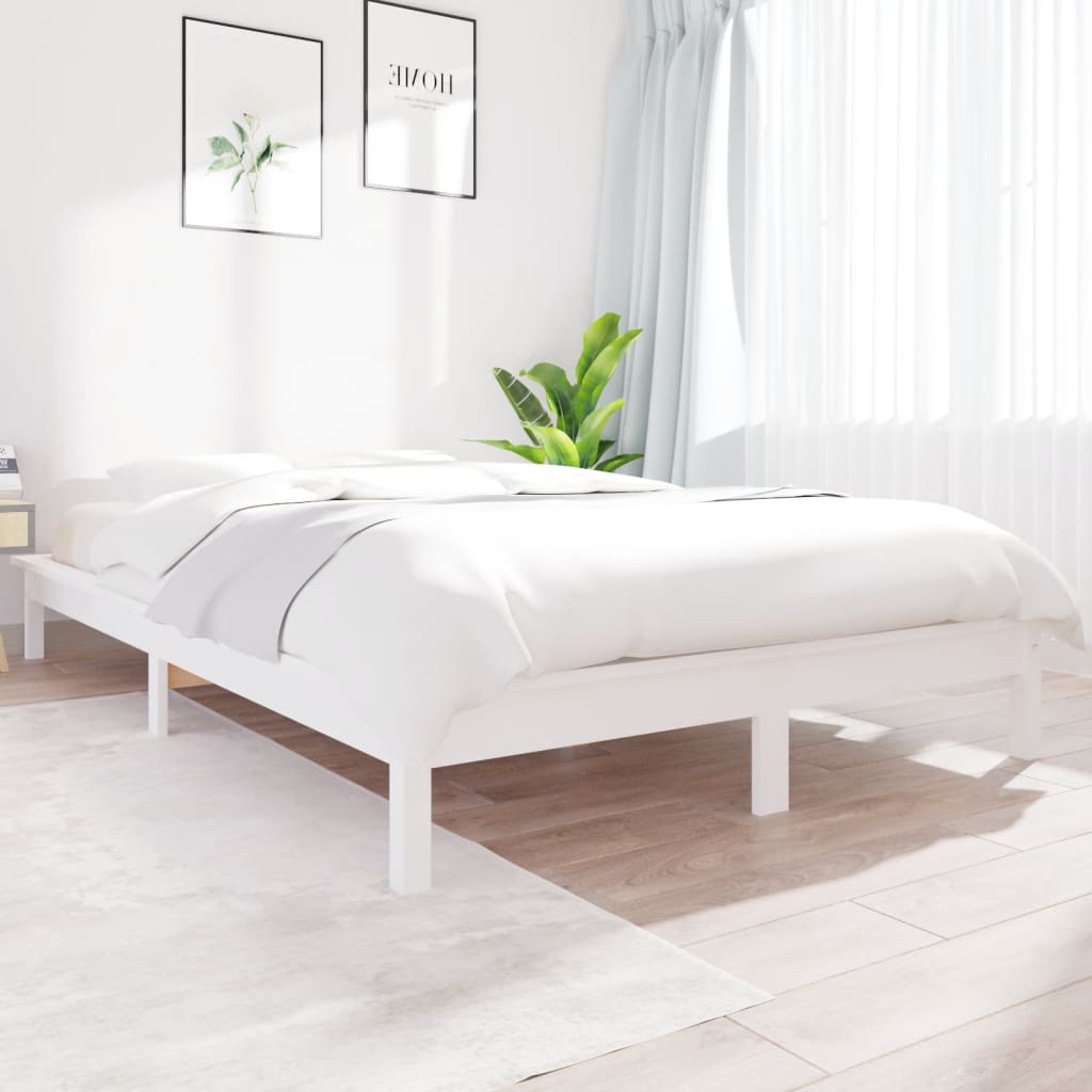 Cadre de lit sans matelas blanc 200x200 cm bois massif - XIOS