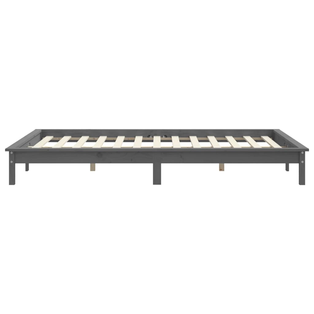 Cadre de lit sans matelas gris 200x200 cm bois massif - XIOS