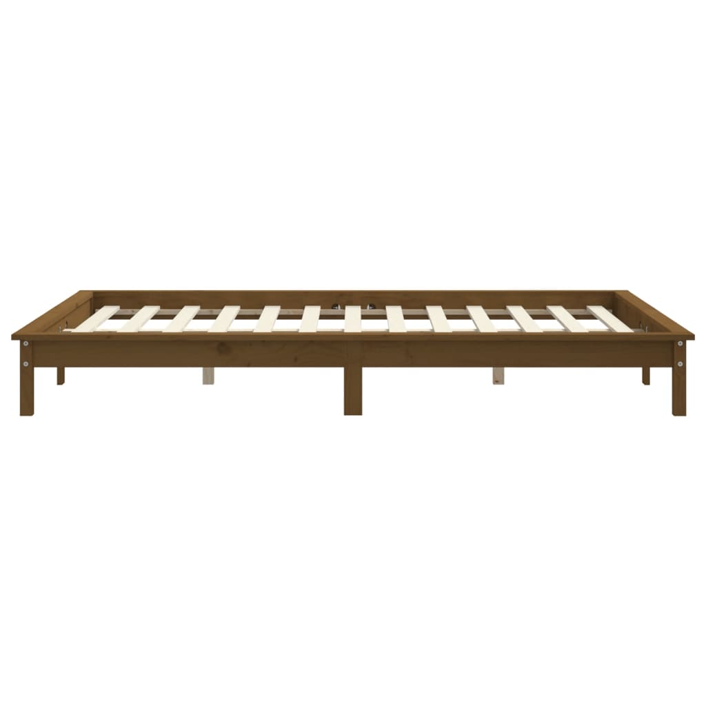 Cadre de lit sans matelas marron miel 200x200 cm bois massif - XIOS
