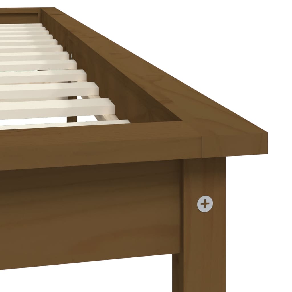 Cadre de lit sans matelas marron miel 200x200 cm bois massif - XIOS