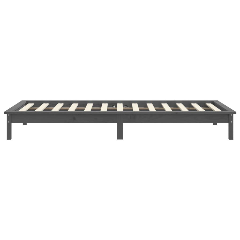 Cadre de lit sans matelas gris bois massif - XIOS