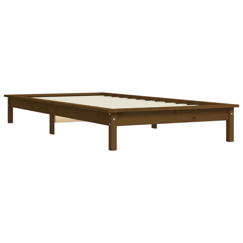 Cadre de lit sans matelas marron miel bois massif - XIOS