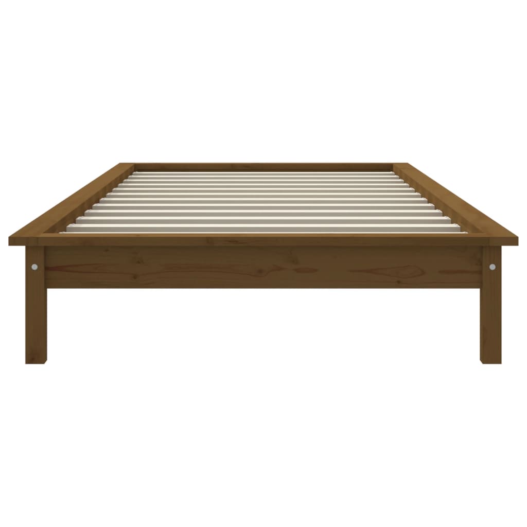 Cadre de lit sans matelas marron miel bois massif - XIOS