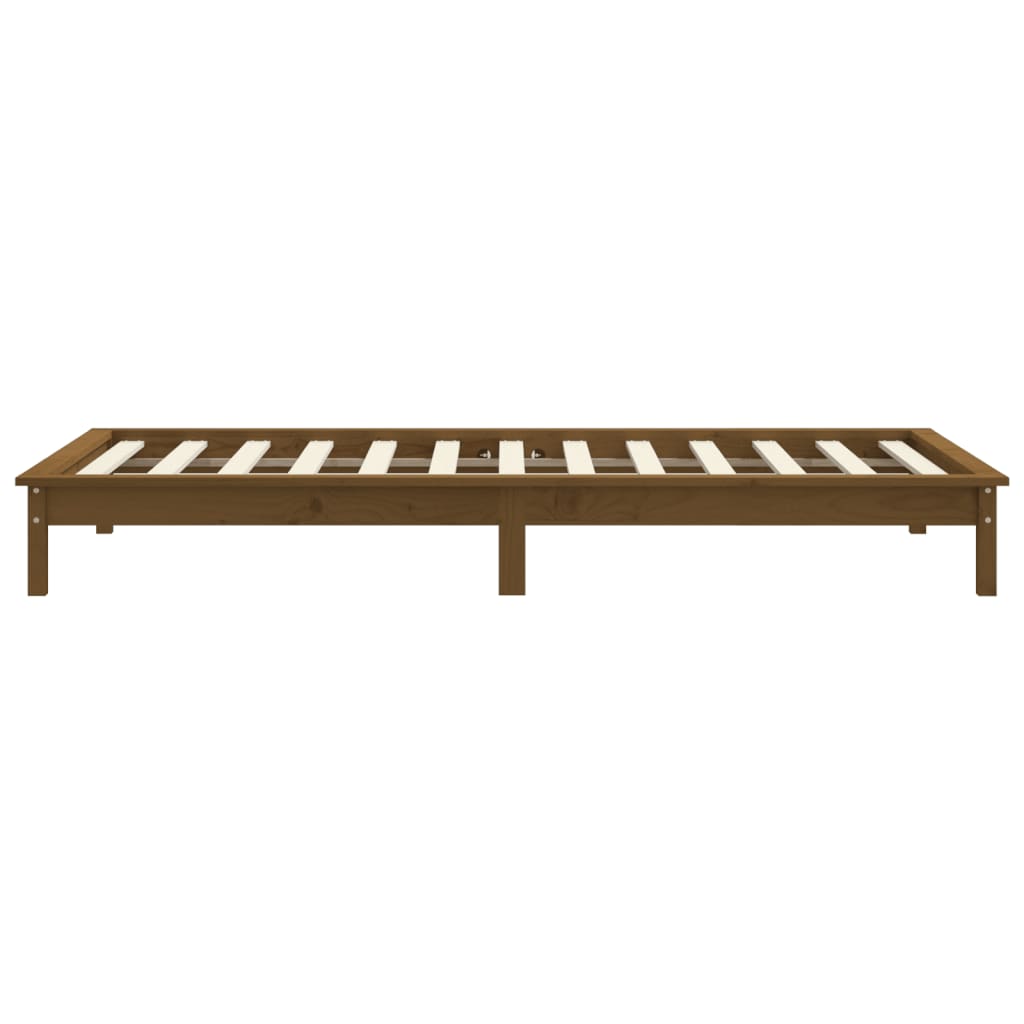 Cadre de lit sans matelas marron miel bois massif - XIOS