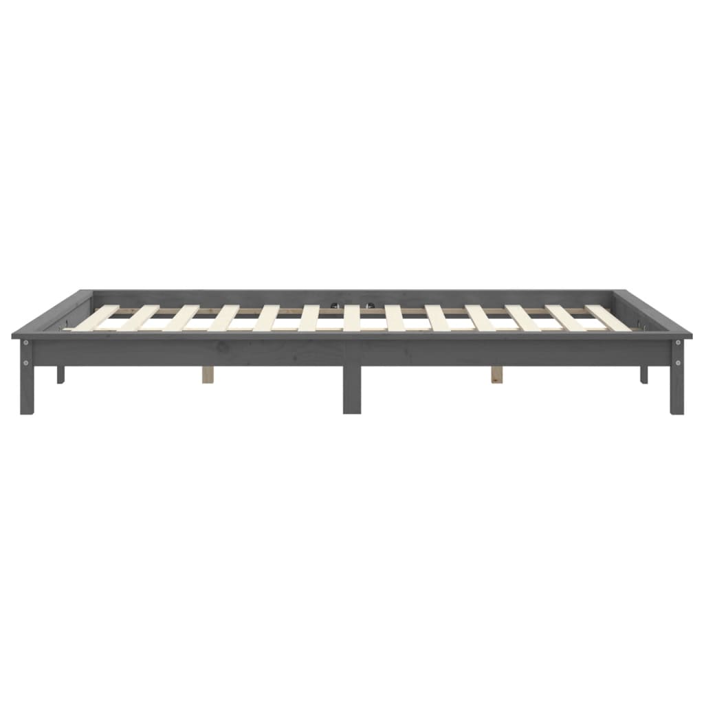 Cadre de lit sans matelas gris bois massif - XIOS
