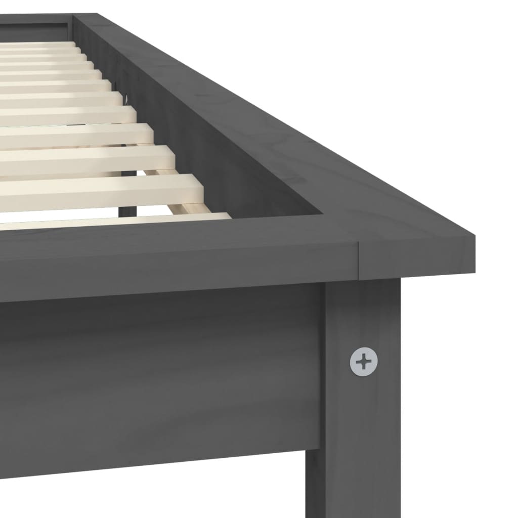Cadre de lit sans matelas gris bois massif - XIOS