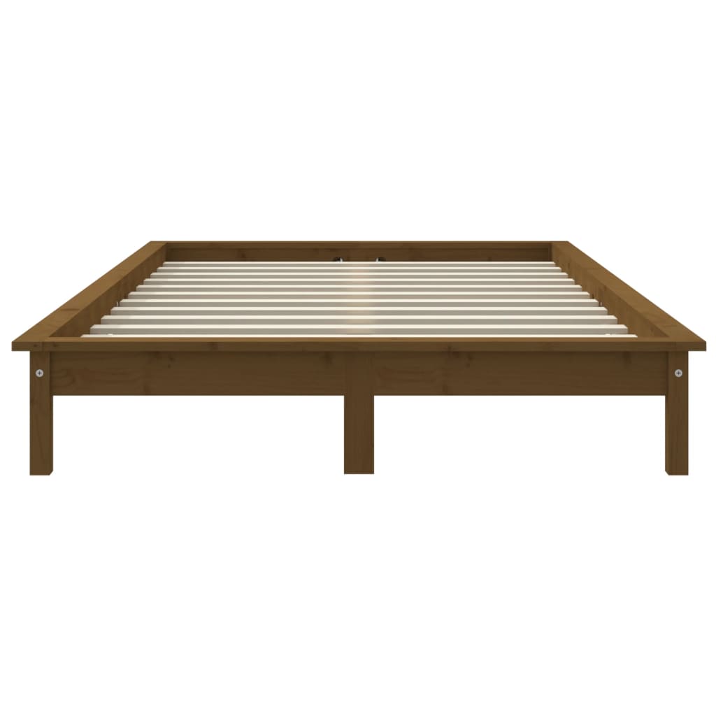 Cadre de lit sans matelas marron miel 140x190 cm bois massif - XIOS