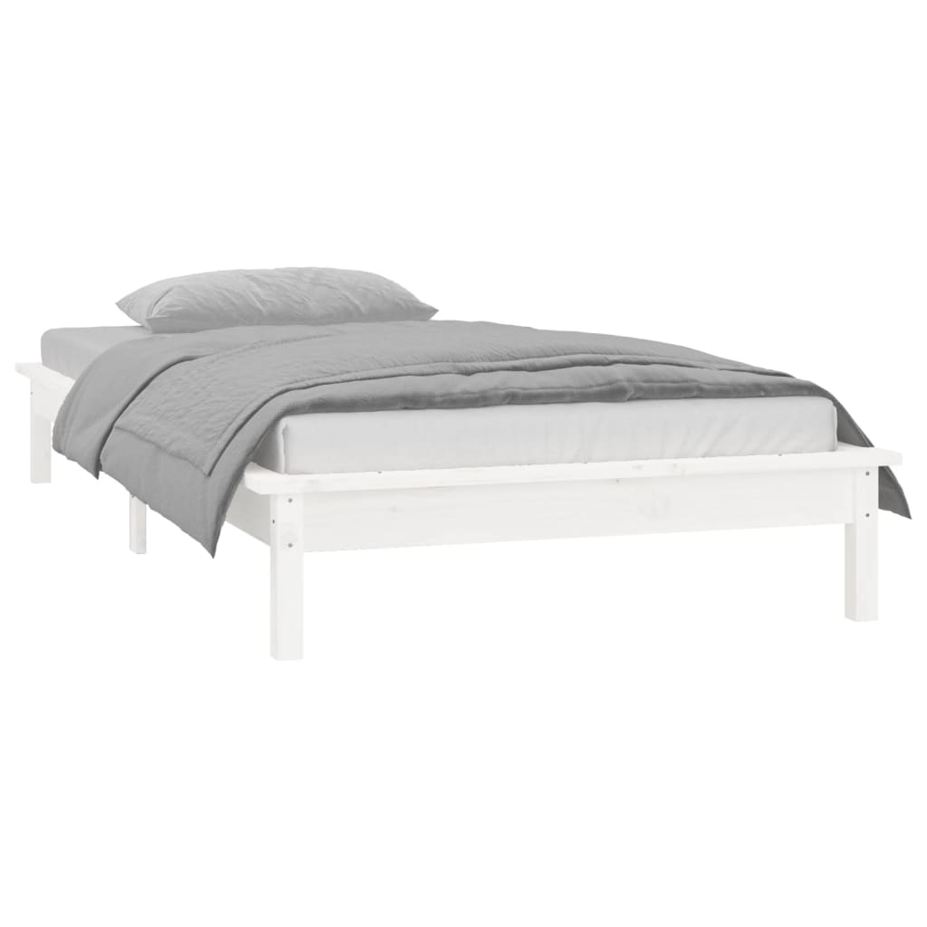 Cadre de lit à LED sans matelas blanc 90x200 cm bois massif - XIOS