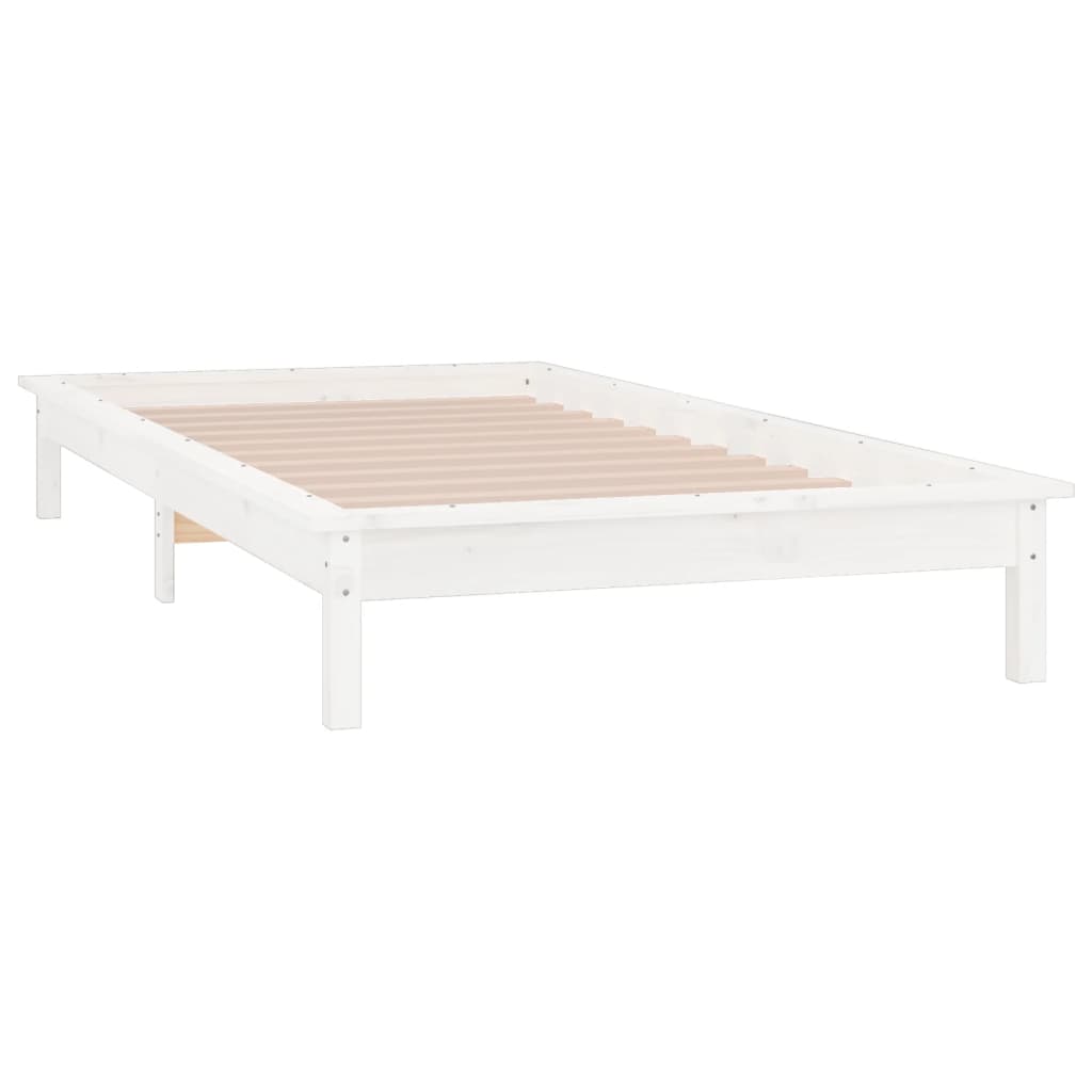 Cadre de lit à LED sans matelas blanc 90x200 cm bois massif - XIOS