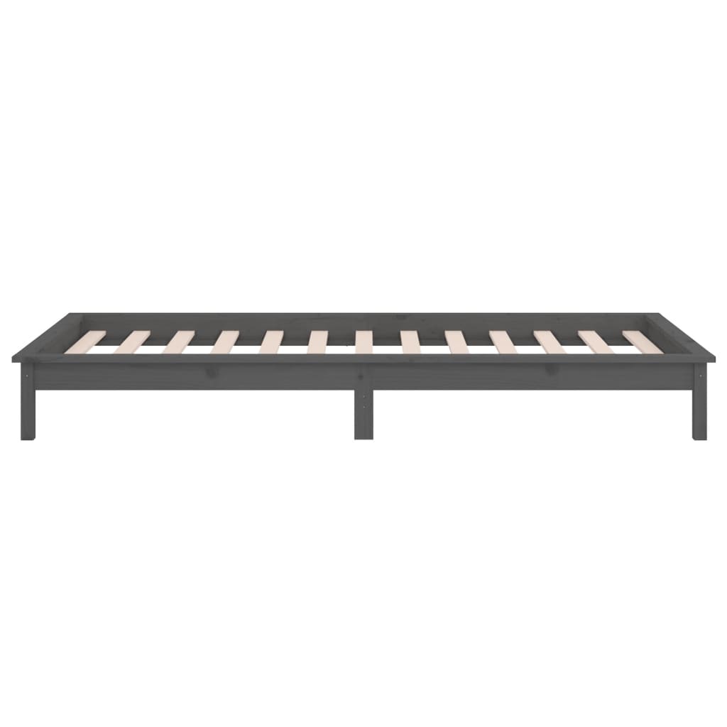 Cadre de lit à LED sans matelas gris 90x200 cm bois massif - XIOS