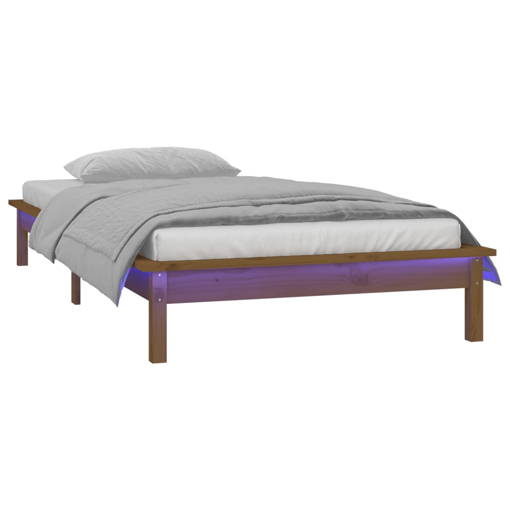 Cadre de lit à LED sans matelas 90x200 cm bois massif - XIOS