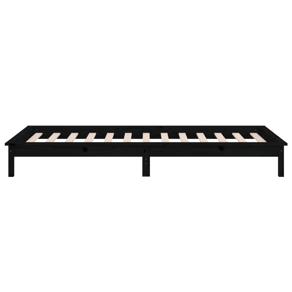 Cadre de lit à LED sans matelas noir 90x200 cm bois massif - XIOS