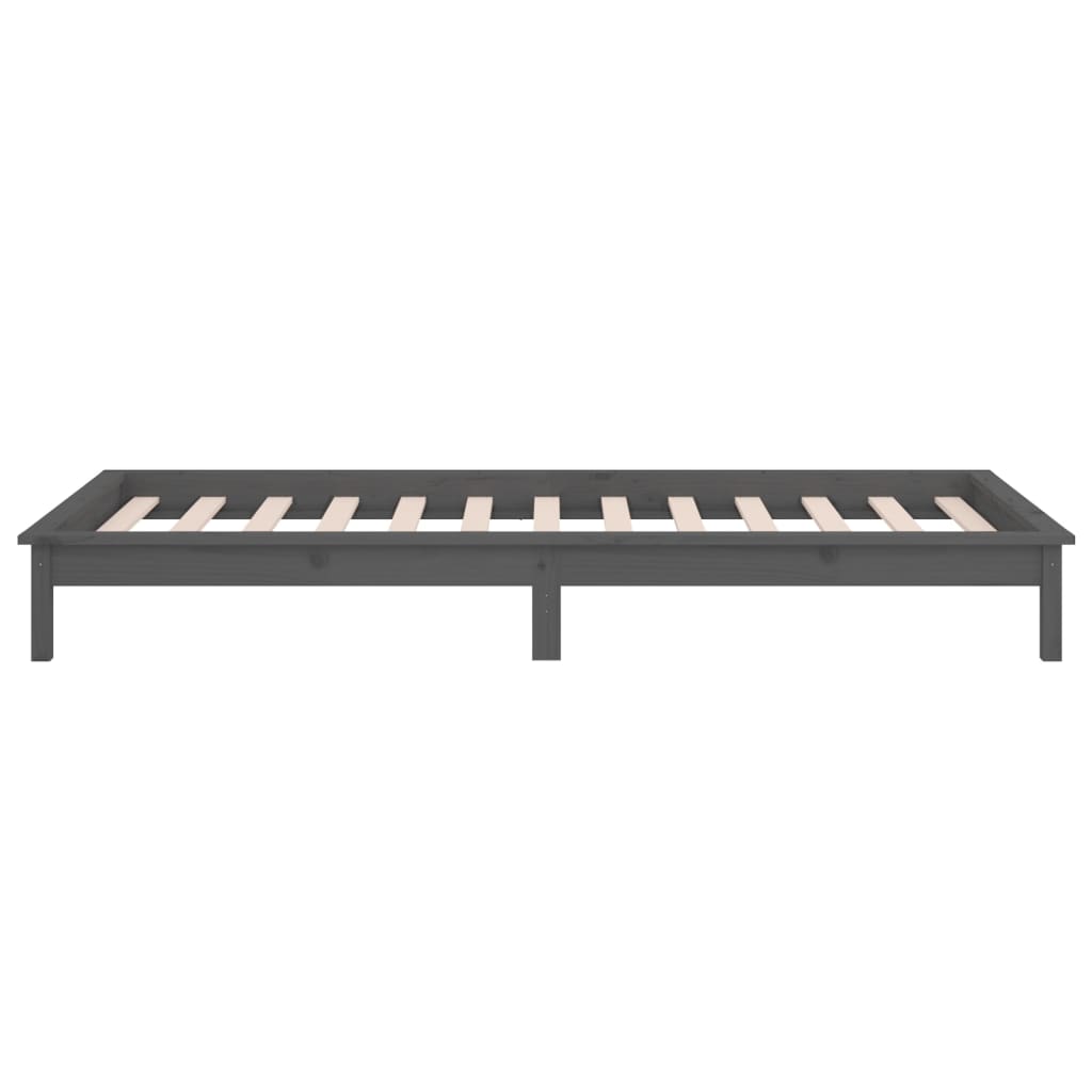 Cadre de lit à LED sans matelas gris 100x200 cm bois massif - XIOS