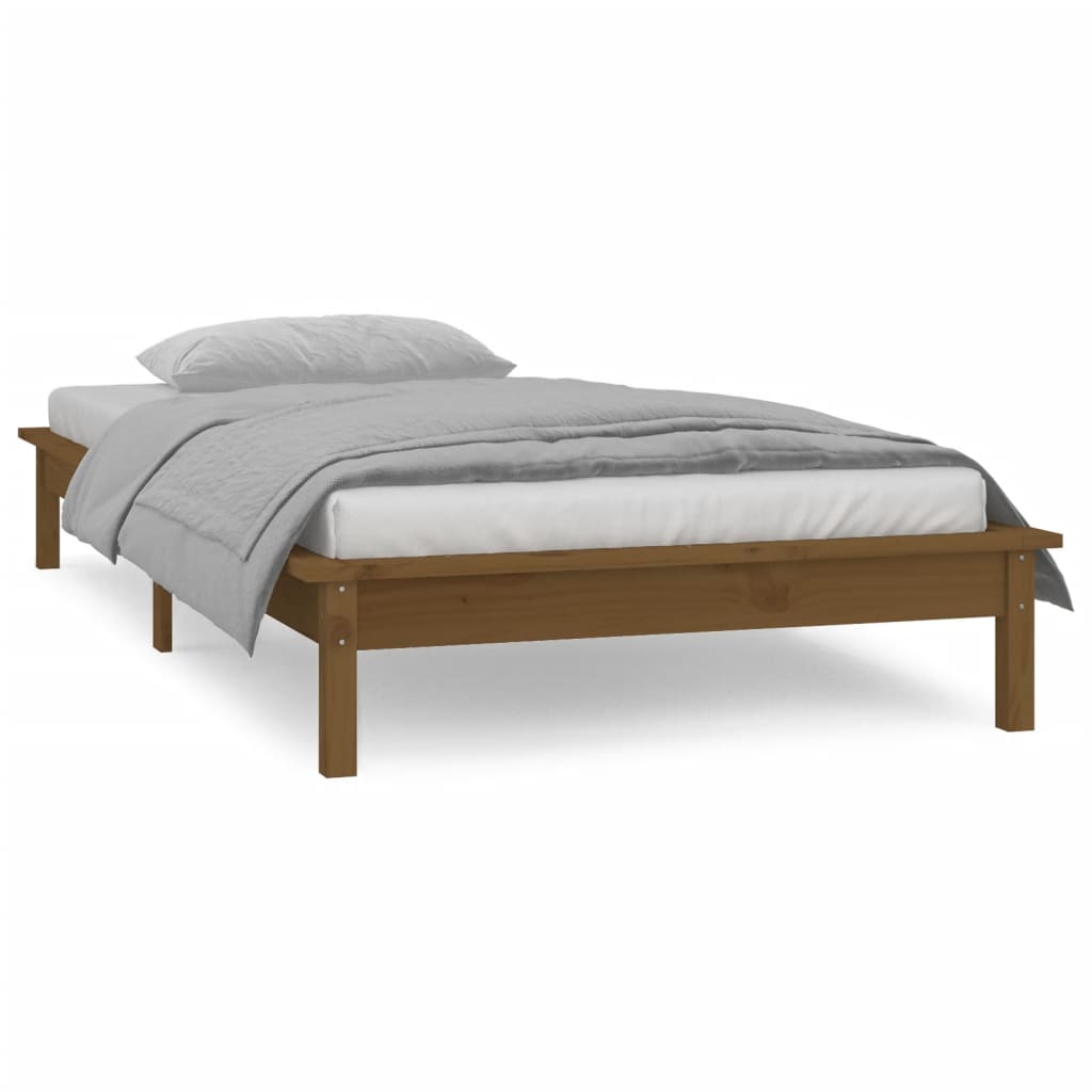 Cadre de lit à LED sans matelas 100x200 cm bois massif - XIOS
