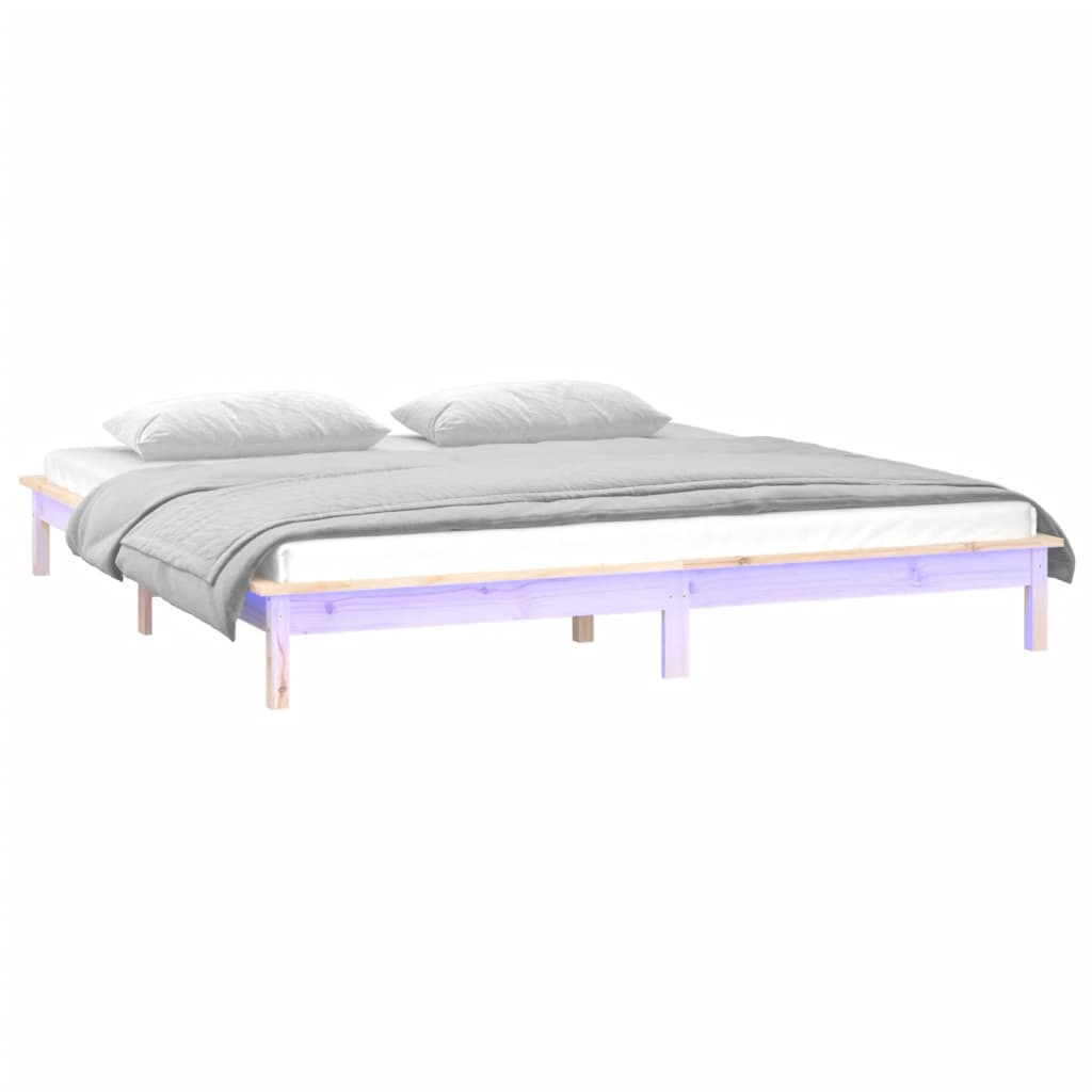 Cadre de lit à LED sans matelas 120x200 cm bois massif - XIOS