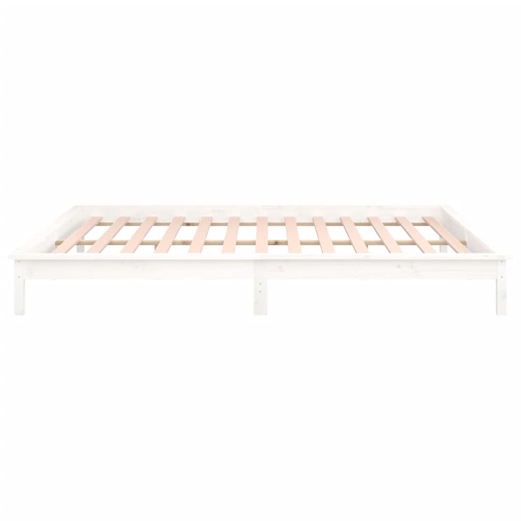 Cadre de lit à LED sans matelas blanc 120x200 cm bois massif - XIOS