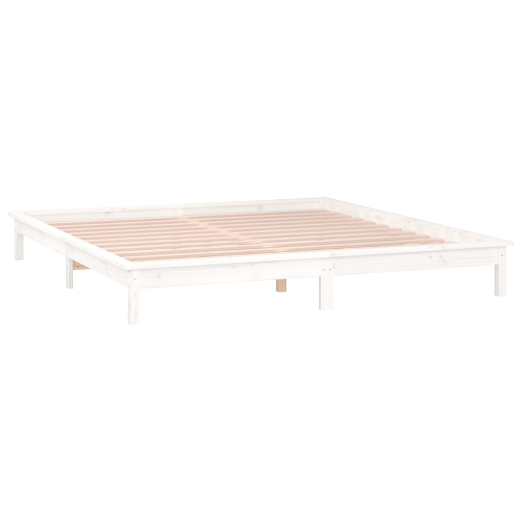 Cadre de lit à LED sans matelas blanc 140x200 cm bois massif - XIOS
