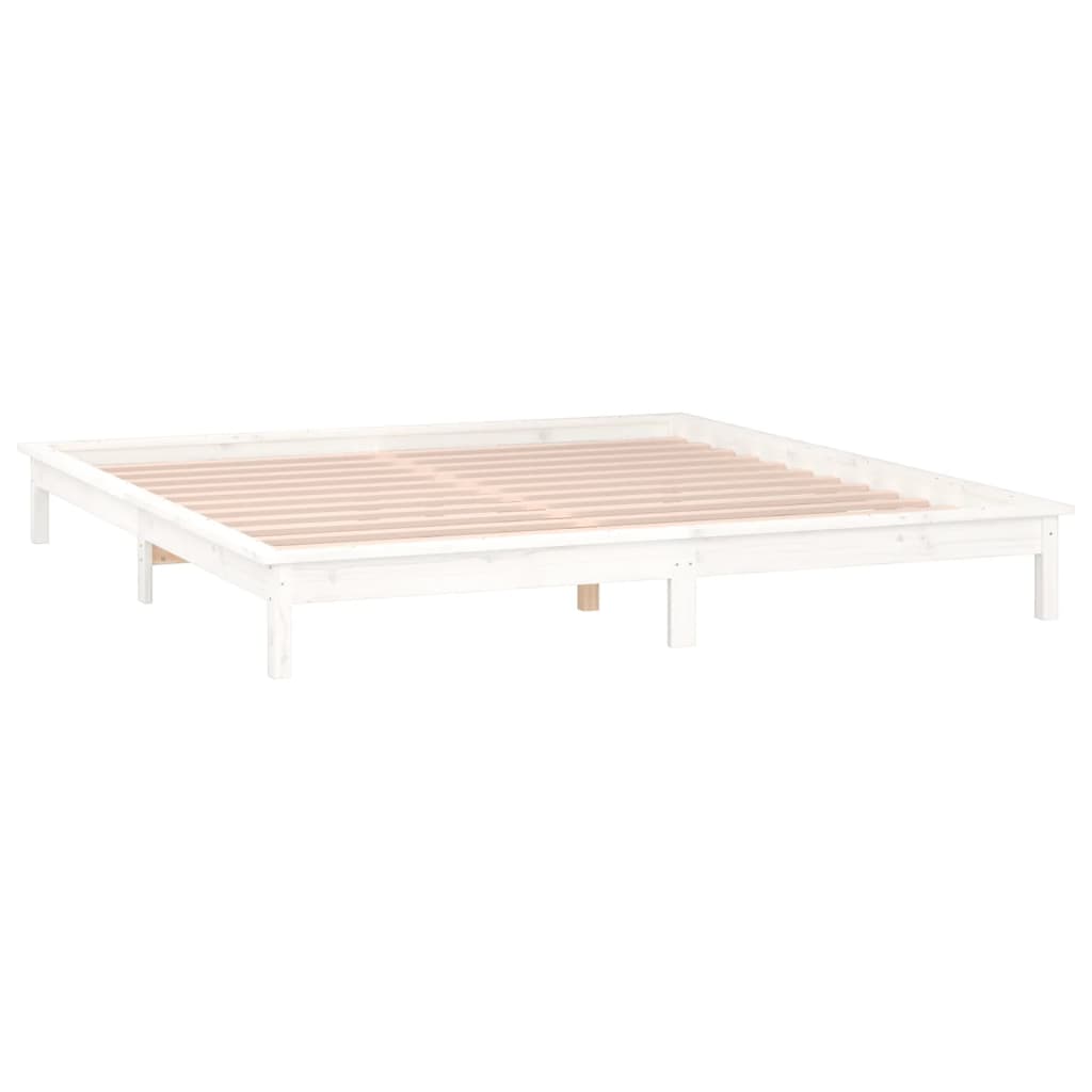Cadre de lit à LED sans matelas blanc 150x200 cm bois massif - XIOS