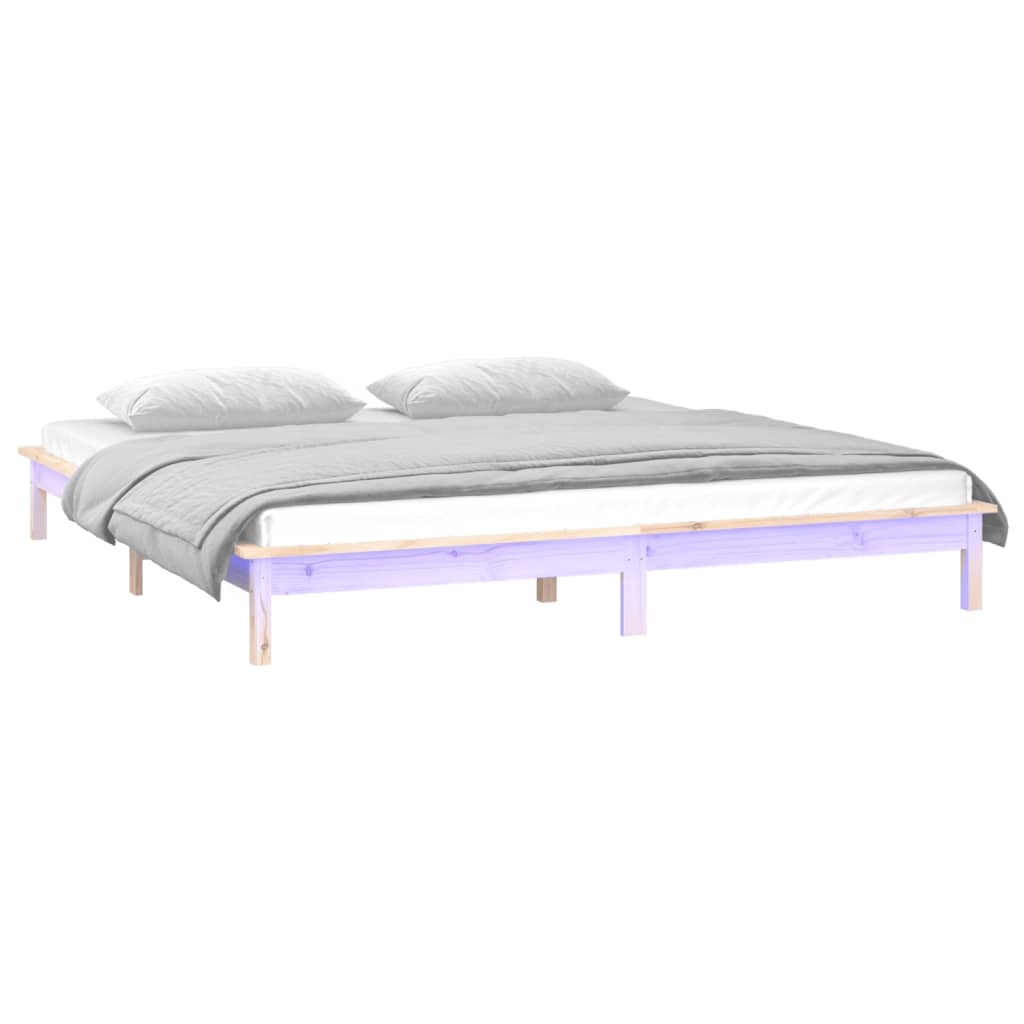 Cadre de lit à LED sans matelas 160x200 cm bois massif - XIOS