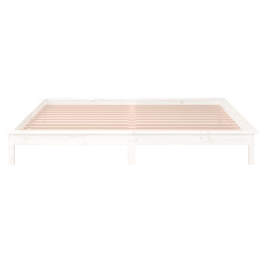 Cadre de lit à LED sans matelas blanc 180x200 cm bois massif - XIOS