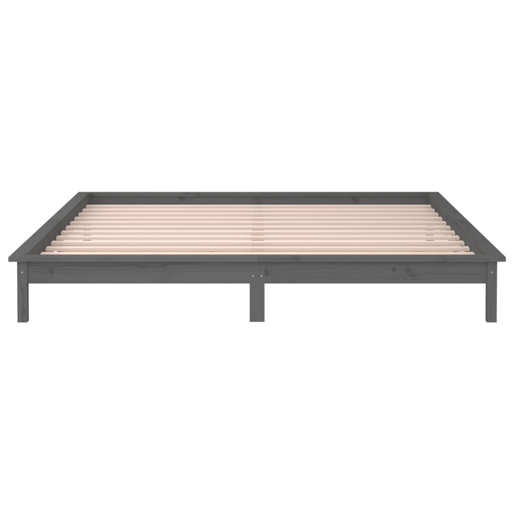 Cadre de lit à LED sans matelas gris 200x200 cm bois massif - XIOS