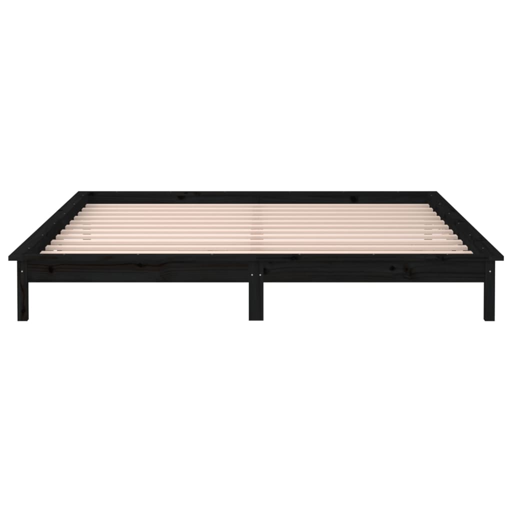 Cadre de lit à LED sans matelas noir 200x200 cm bois massif - XIOS