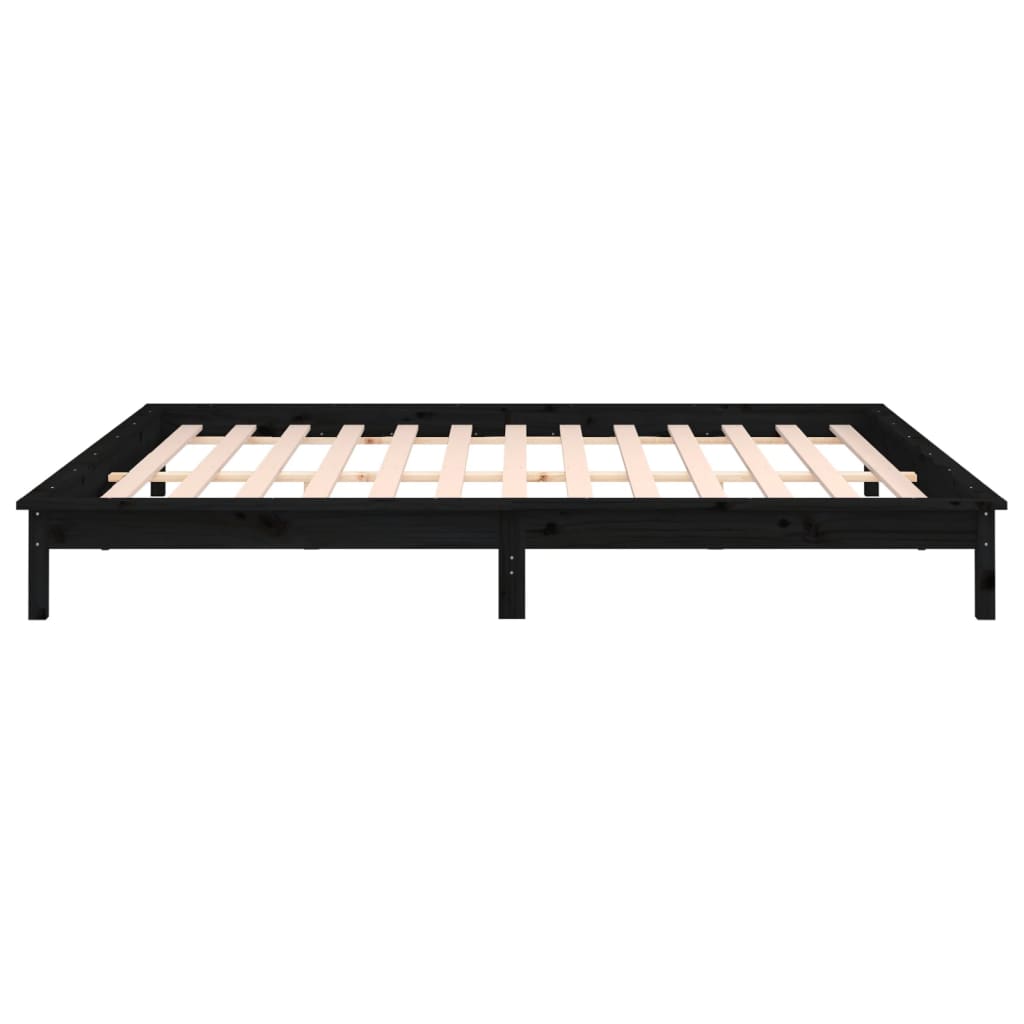 Cadre de lit à LED sans matelas noir 200x200 cm bois massif - XIOS