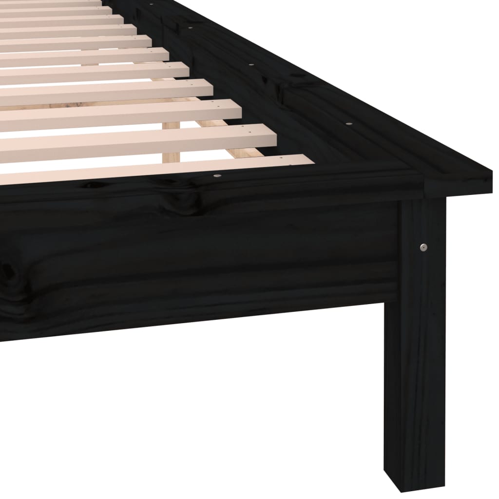 Cadre de lit à LED sans matelas noir 200x200 cm bois massif - XIOS