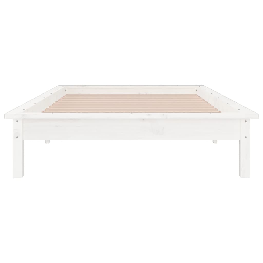 Cadre de lit à LED sans matelas blanc 75x190 cm bois massif - XIOS