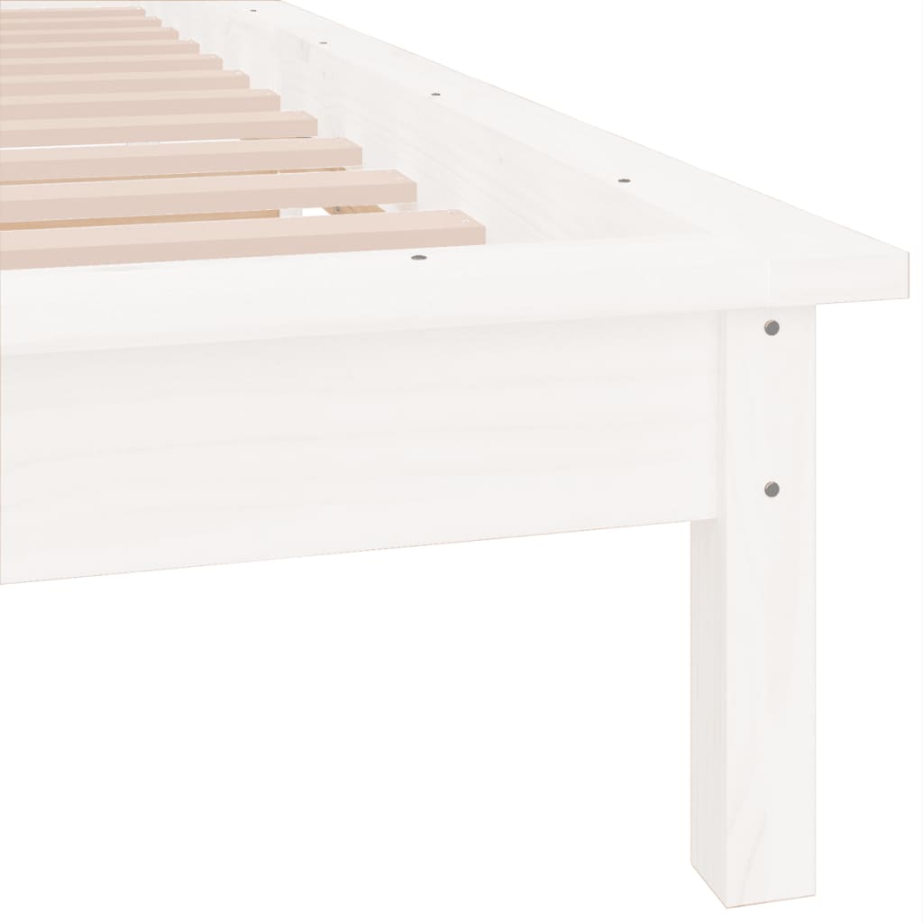 Cadre de lit à LED sans matelas blanc 75x190 cm bois massif - XIOS