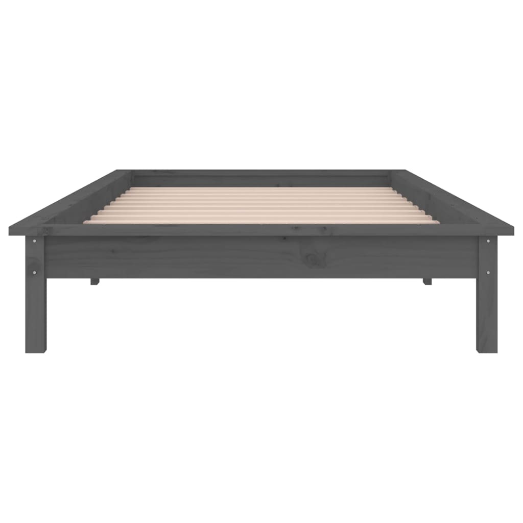 Cadre de lit à LED sans matelas gris 75x190 cm bois massif - XIOS