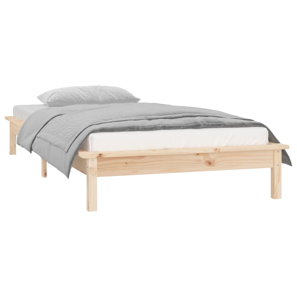 Cadre de lit à LED sans matelas 90x190 cm bois massif - XIOS