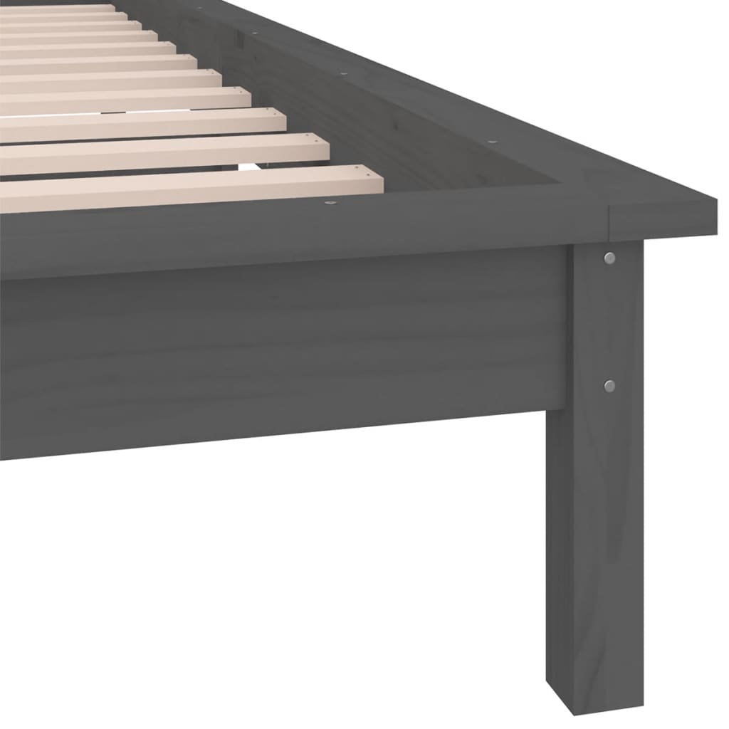 Cadre de lit à LED sans matelas gris 90x190 cm bois massif - XIOS