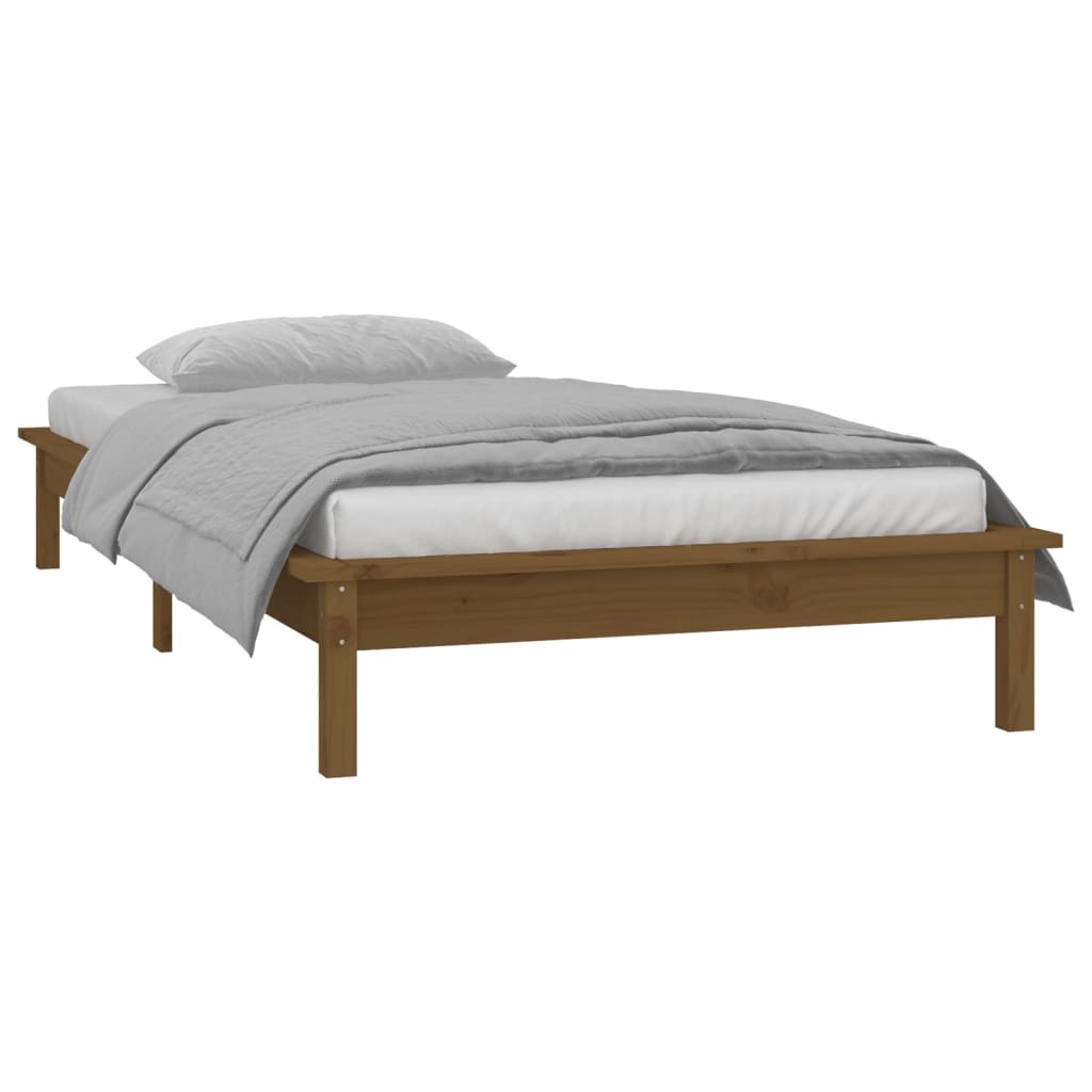 Cadre de lit à LED sans matelas 90x190 cm bois massif - XIOS