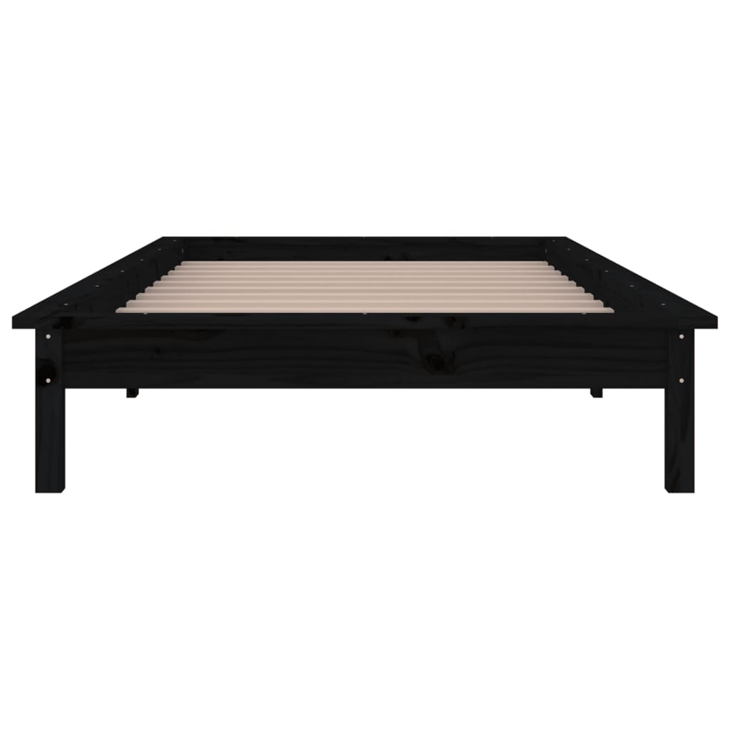 Cadre de lit à LED sans matelas noir 90x190 cm bois massif - XIOS